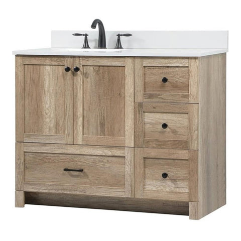 Elegant Decor Soma 42" MDF Single Bathroom Vanity with Backsplash in Natural Oak