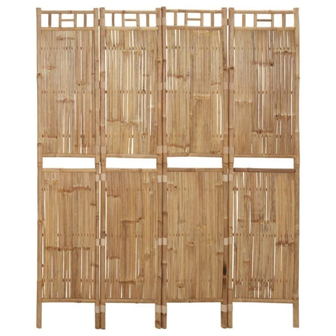 vidaxl 4-Panel Bamboo Room Divider/Privacy partition for Garden or Home Decor, Folding Screen 63" W x 70.9" H, Indoor/Outdoor use, Brown