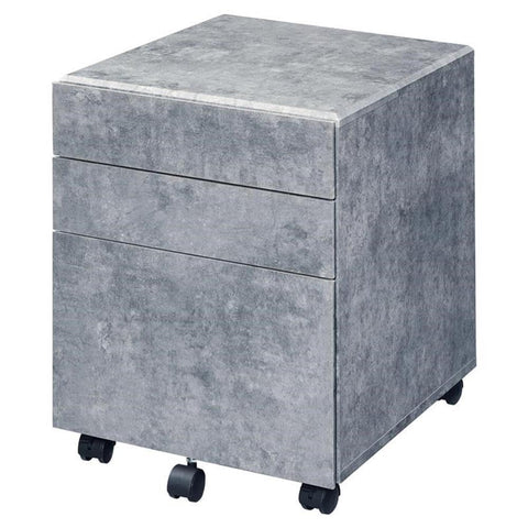 Acme Jurgen Wooden File Cabinet with 3 Drawers in Faux Concrete and Silver