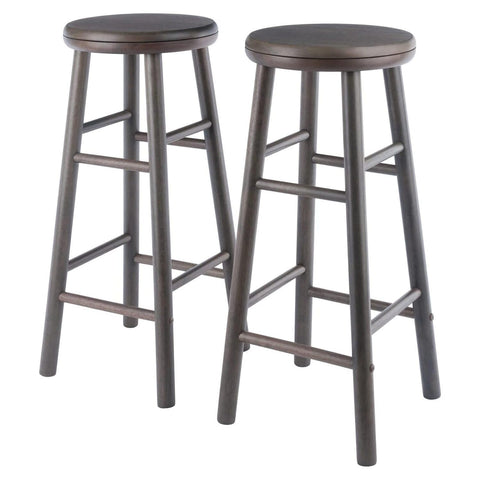 Winsome Shelby 2-Piece Swivel Bar Stools, 30 in, Oyster Gray, Solid Wood