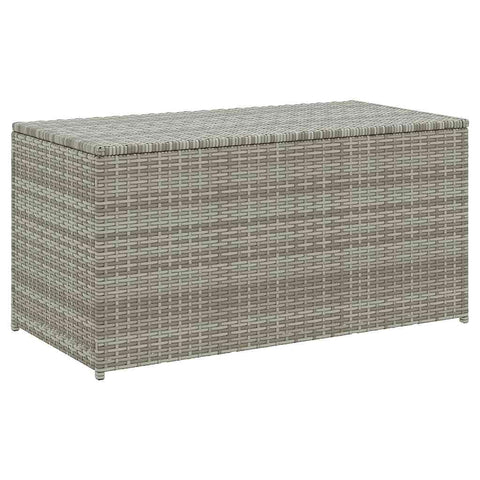 vidaXL Outdoor Patio Storage Box - Gray, Durable Poly Rattan & Powder-Coated Steel Frame, Spacious, Moisture-Proof Liner, Easy-to-Clean - Size: 39.4"x19.7"x19.7"