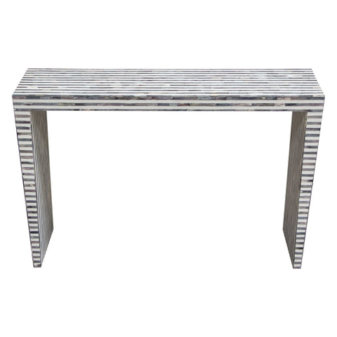Diamond Sofa Mosaic Console Table with Bone Inlay in Linear Pattern MOSAICCSBI