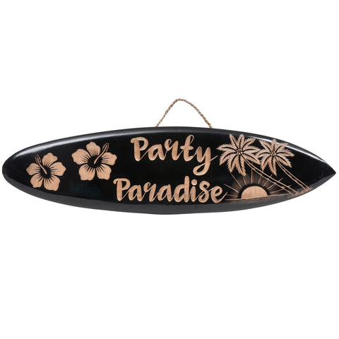 RAM Outdoor Decor Hand Painted Wooden Party Paradise Surfboard Wall Art Sign
