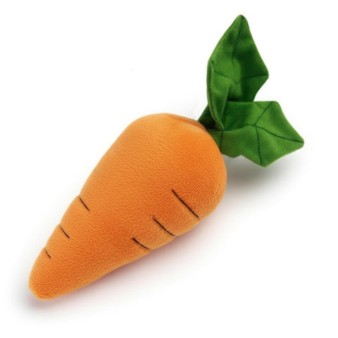 petlou Durable Plush Dog and Cat Toys with Multi-Squeaks and Crinkle Paper. (Orange, 8-Inch Carrot)