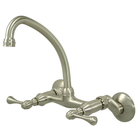 Kingston Brass Kingston 6-Inch Adjustable Center Wall Mount Kitchen Faucet, Brushed Nickel
