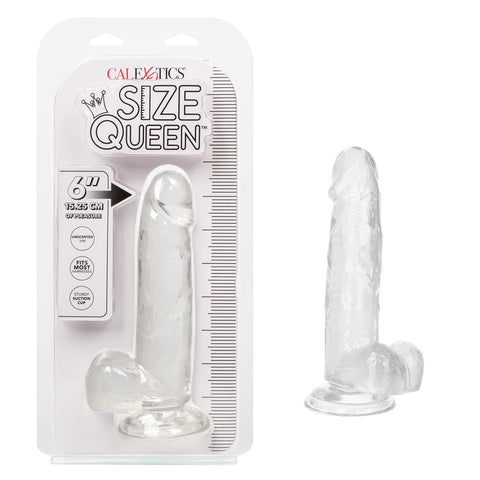CalExotics Size Queen 6 Inch Dildo with 5.25 Inch Shaft Circumference and Sturdy Suction Cup - Clear SE-0260-00-2
