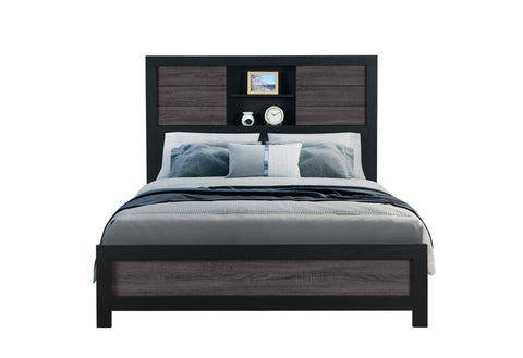 Global Furniture USA Lisbon Grey-Black Bookcase King Bed