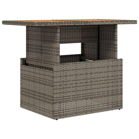 vidaXL Adjustable Garden Table Grey Poly Rattan with Solid Acacia Wood 39.4X21.7In Indoor Outdoor Dining Holds 6 People Easy to Clean for Patio Balcony Tables Coffee Furniture