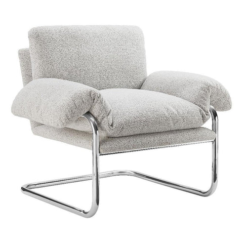 Modway Ansel Boucle Accent Chair in Newsprint - Fabric Lounge Chair for Living Room, Bedroom - Upholstered Corner Reading Chair with Arms and Removable Cushions