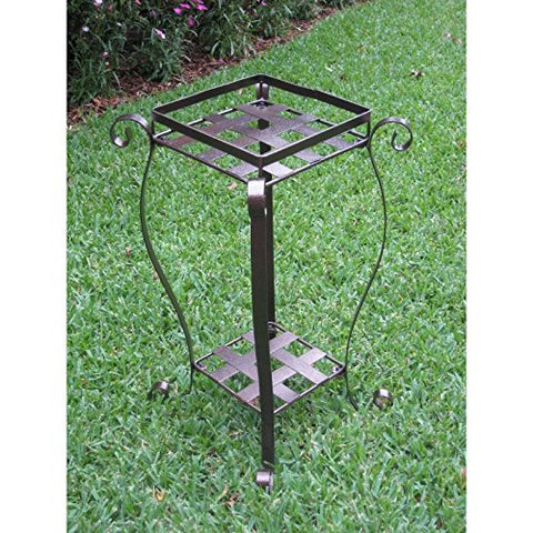 International Caravan Mandalay Iron Plant Stand in Bronze