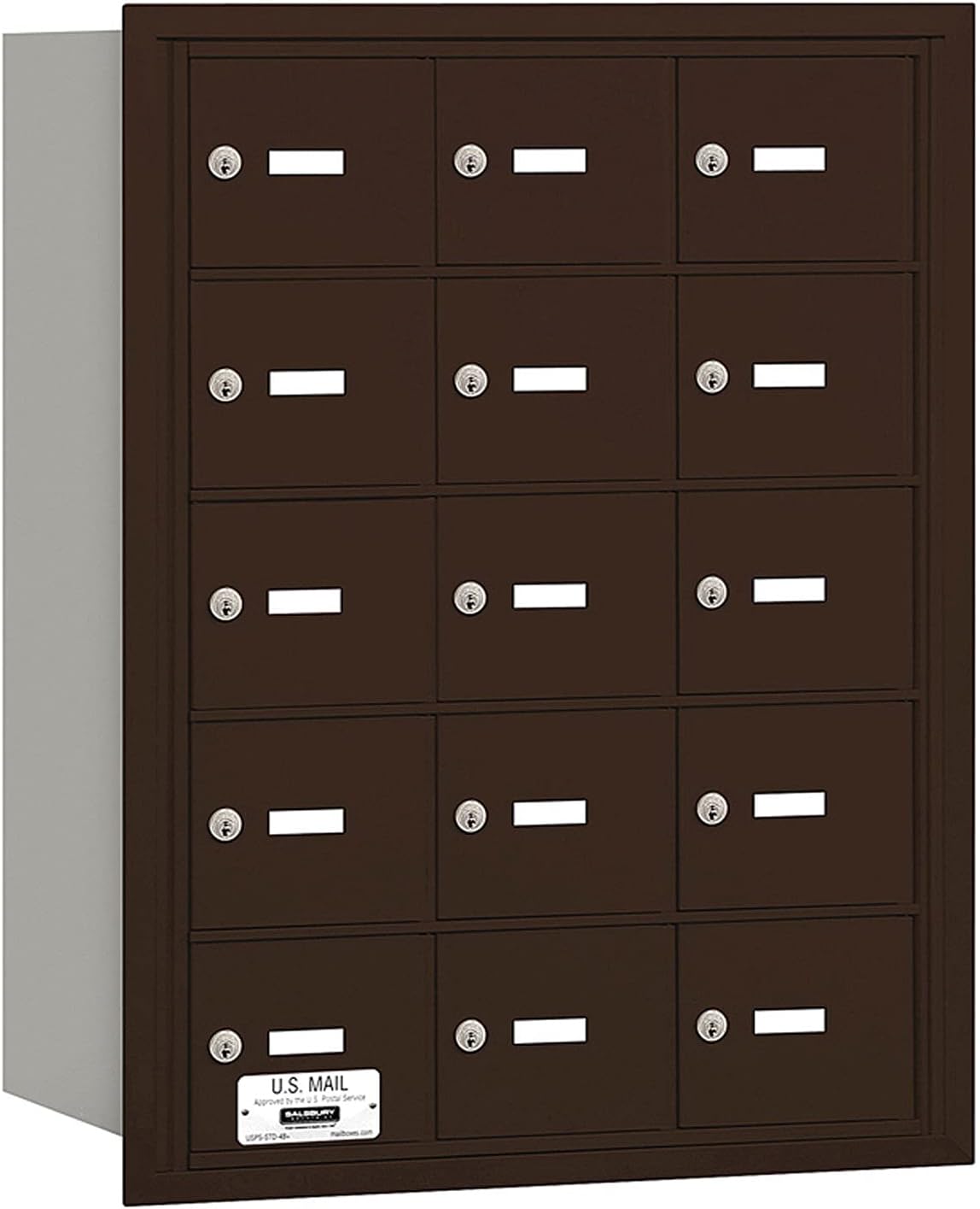 Salsbury Industries 3615ZRU 4B Plus Horizontal Mailbox, 15 A Doors, Rear Loading, USPS Access, Bronze