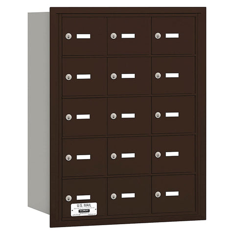 Salsbury Industries 3615ZRU 4B Plus Horizontal Mailbox, 15 A Doors, Rear Loading, USPS Access, Bronze