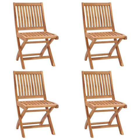 vidaXL 4X Solid Teak Wood Folding Patio Chairs Garden Outdoor Balcony Backyard Terrace Lounge Dinner Dining Seating Wooden Yard Home Furniture