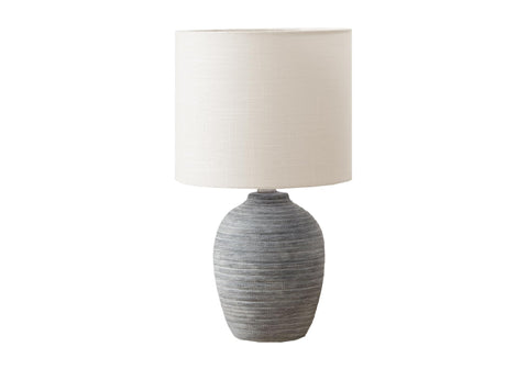 Monarch Specialties I 9788 Lighting, 17" H, Table Lamp, Grey Ceramic, Ivory/Cream Shade, Contemporary, Modern