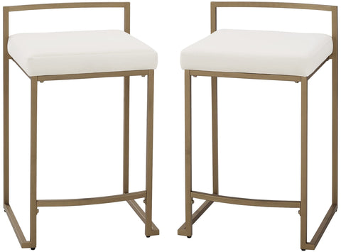 Crosley Furniture Harlowe Upholstered Seat Counter Height Bar Stools Set of 2, Kitchen and Dining, Crème and Gold