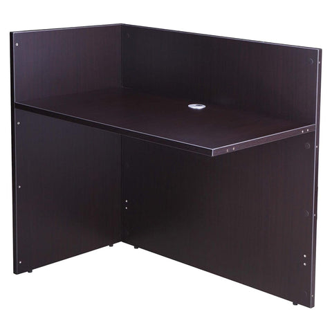 Oakestry Mocha Reception Return Shell High Reversible Desk Extension Laminate Finish Scratch Resistant Panel Straight Edge Work Surface Cable Grommets Professional Modular Reception Component