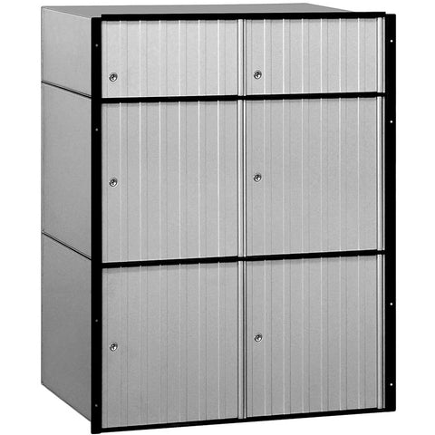 Salsbury Industries 2206 Aluminum Mailbox, 6 Doors, Standard System, Aluminum with Black Trim