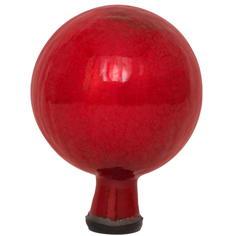 Oakestry 6" Crackle Glass Gazing Globe – Red, Hand-Blown Mirrored Garden Ball for Yard, Patio & Outdoor Décor