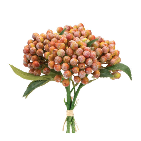 Melrose 92733DS 11.5 in. Styrofoam & Polyester Berry Bundle - Orange Pink & Green - Set of 2