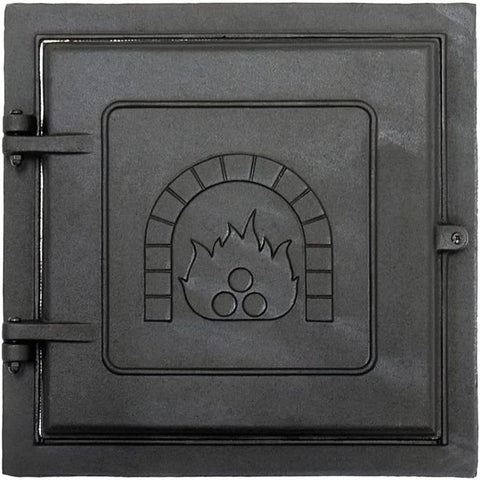 Oakestry Cast Iron Clean-Out Access Panel Heavy-Duty Matte Black Hinged Door with Secure Single Bolt Latch for Fireplace Chimney Furnace or Stove Durable Weather-Resistant Construction