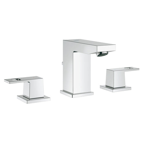 Grohe 2037000A Eurocube S-Size 8 in. Widespread 2-Handle 3-Hole Bathroom Faucet - 1.2 GPM, Starlight Chrome