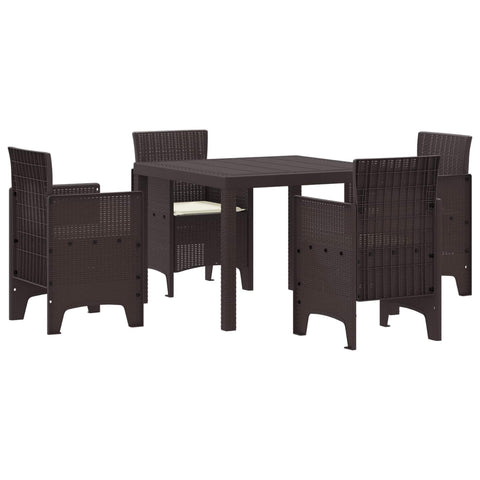 vidaXL Garden Dining Set 5 pcs Brown Polypropylene, Chill Outdoor Dining Set, Stylish Garden Furniture, Easy-to-Carry Seating, Tough Patio Table for Summer Fun