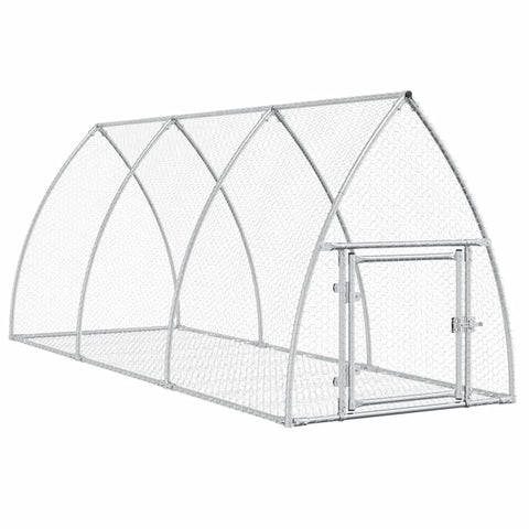 vidaXL Rabbit Hutch/Animal Cage - Silver 118.1"x41.3"x47.2" - Galvanized Steel Outdoor Enclosure for Rabbits, Chickens & Small Animals