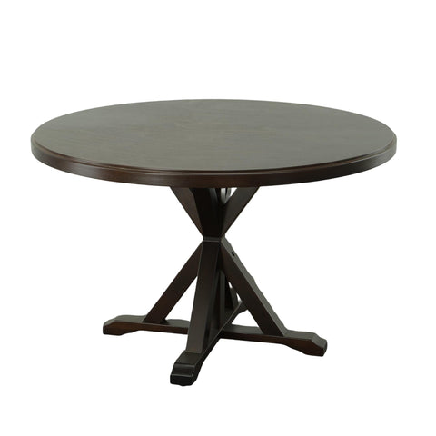 Carolina Chair & Table Monet X-Base Round Dining Table - Elegant Multi Step Finish Solid Wood Pedestal Table - Contemporary Style Indoor Accent Furniture for Farmhouse, Kitchen, Dining Room (Espresso)