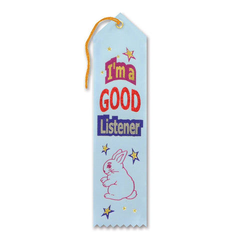 Beistle I'm a Good Listener Award Ribbons, 2 by 8-Inch, 6-Pack