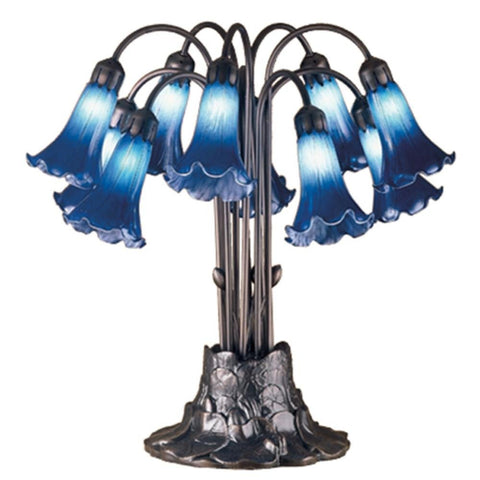 Meyda Tiffany 14397 22" H Blue Pond Lily 10 LT Table Lamp