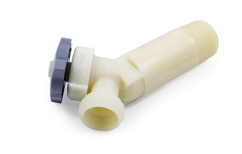 Camco 11523 3/4" Plastic Water Heater Drain Valve with 2-1/2" Shank, White