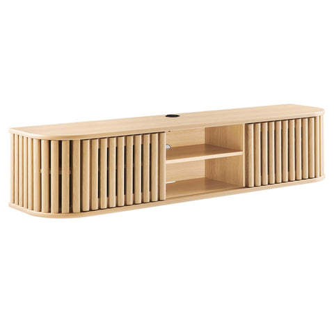 Modway Fortitude Wall-Mounted Wood TV Stand for TVs up to 70" in Oak