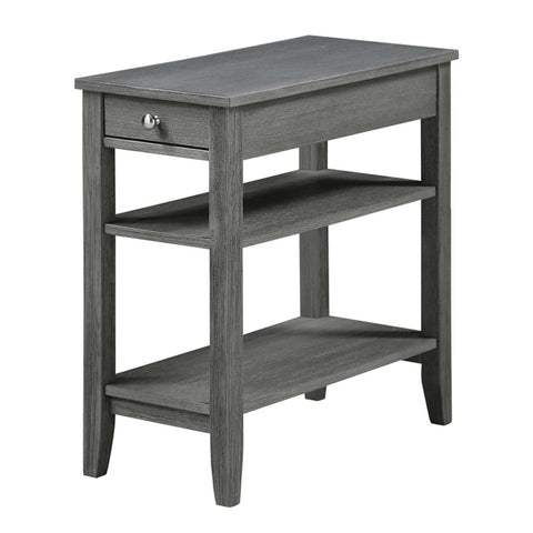 Convenience Concepts American Heritage Chairside End Table with Drawer 23.5" - Classic Living Room Table with Storage Shelf, Bedroom Nightstand, Wirebrush Dark Gray