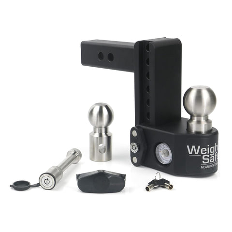 Weigh Safe Steel Drop Hitch - Adjustable Trailer Hitch with Ball Mount - Designed for 2" Receivers - Includes 2 Tow Balls - 6" Drop, 15,000 GTW, 2-Piece Lock Set