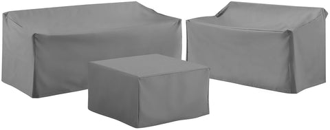 3Pc Outdoor Sectional Furniture Cover Set Gray - Loveseat, Sofa, & Square Table/Ottoman