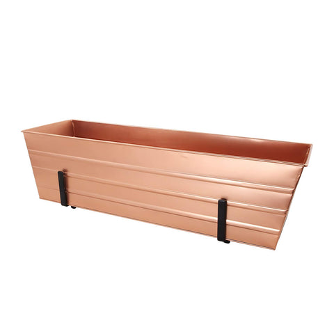 Achla Designs C21C-K6 Large Flower 2 x 6 Railings Window Box with Brackets, Copper, Black