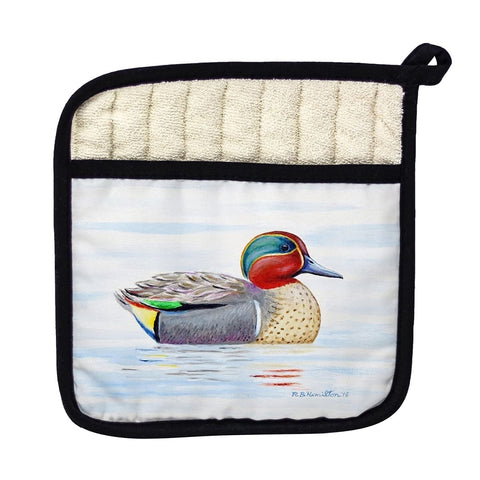 Betsy Drake PT435 Green Wing Teal Pot Holder