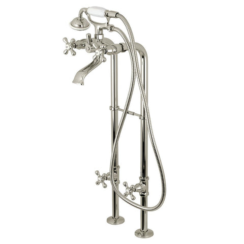Kingston Brass CCK266K6 Kingston Freestanding Tub Faucet with Supply Line and Stop Valve, Polished Nickel