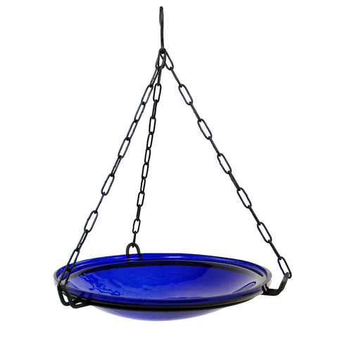 Achla Designs 201-6030 Crackle Glass Hanging, 14-inl, Cobalt Blue Birdbath