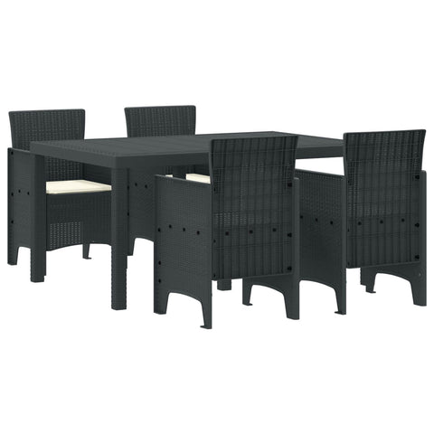 vidaXL Garden Dining Set 5 pcs Anthracite Polt rattan, Chill Dining Set, Sleek Outdoor Furniture, Lightweight, Strong, Modern Garden Vibe Outside