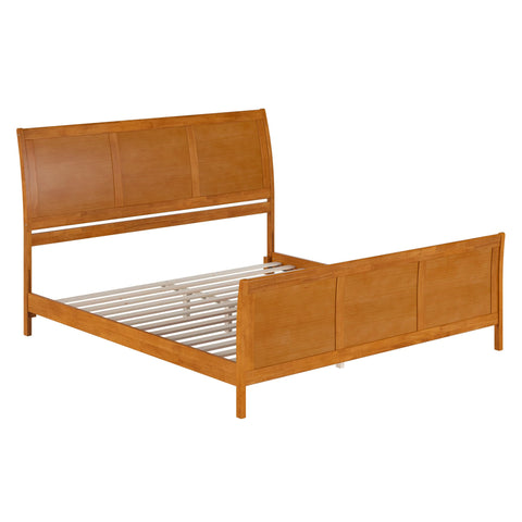 AFI, Portland King Low Profile Platform Bed with Matching Footboard, Light Toffee