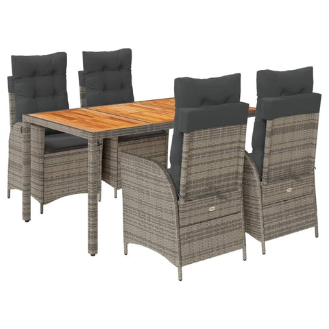 vidaXL Garden Dining Set 5-Piece Garden Furniture Set Table with 4 Chairs, Garden Set with Cushions, Patio Dining Set, Grey Poly Rattan