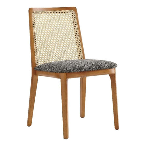 Modway Monarch Wood Dining Accent Chair with Cane Back and Padded Seat in Honey Natural Gray