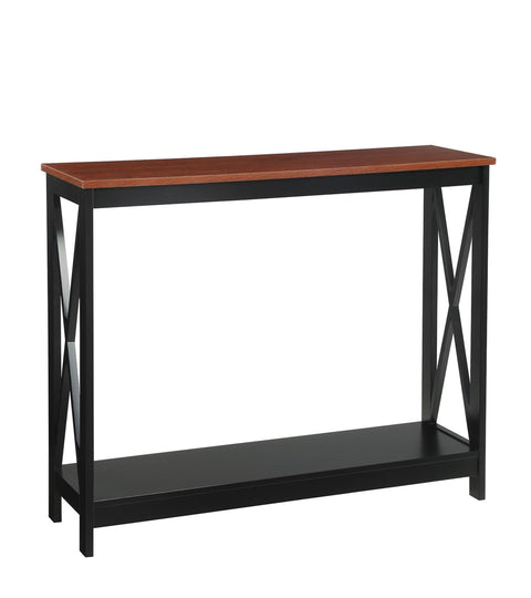 Convenience Concepts Oxford Console Table 39.5" - Farmhouse, Modern Narrow Sofa Display Accent with Storage Shelf for Transitional, Coastal Living Room, Entryway, or Hallway, Black/Cherry