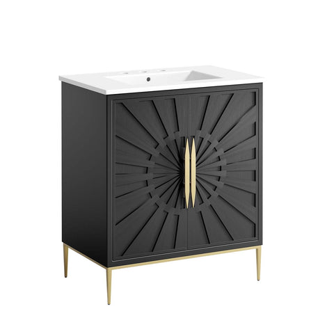 Modway Awaken Bathroom Vanity Cabinet, 30", White Black