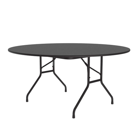 Correll 60" Round Commercial Duty Folding Table, Black Granite Melamine Top, 5/8" Thick Core, Made in USA, Portable, Strong Steel Apron (CF60MR-07)