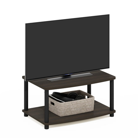 Furinno TURN-N-TUBE TV Riser Stand, 2-Tier Small Elevated No Tools TV Stand, TV Console for TV up to 32 inch, 15.8 x 23.8 x 11, for Living Room, Bedroom, Dark Brown