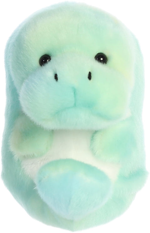Aurora® Round Rolly Pet™ Myrtle Manatee™ Stuffed Animal - Adorable Companions - On-The-Go Fun - Green 5 Inches