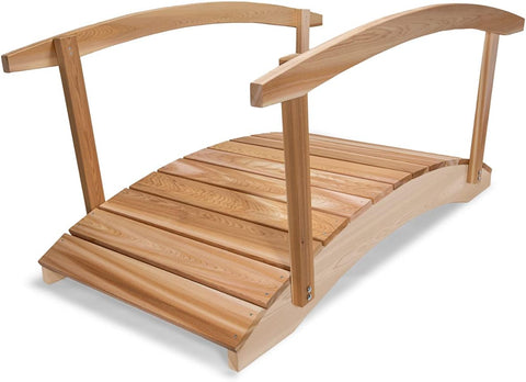 All Things Cedar Wood Garden Bridge 6-ft with Side Rails