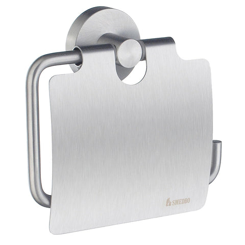 Smedbo SME, Brushed Chrome HS3414 Toilet Roll Euro Holder with Lid